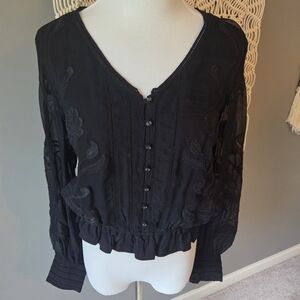 Anthropologie Black Button-Down Blouse